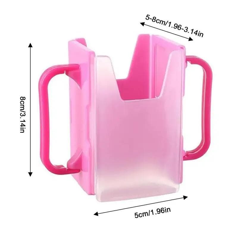 Milk Box Holder Infant Anti-Spill Cup Holder Bottle Cup Milk Holder Adjustable Plastic Baby Toddler Juice Box Drinking pink