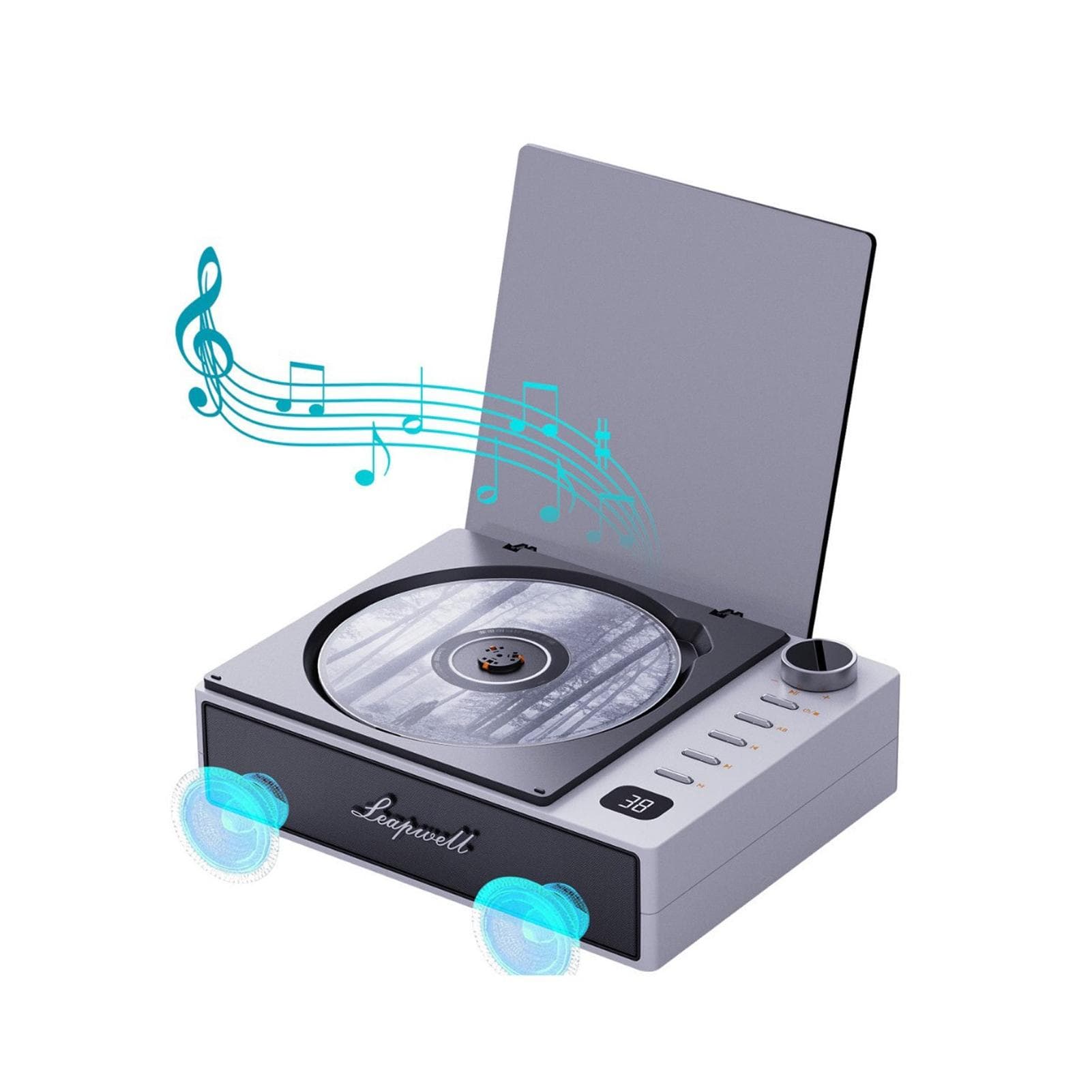 Portable Compact Disc Player with Speakers Rechargeable BT Songs Player with Remote Control Small white