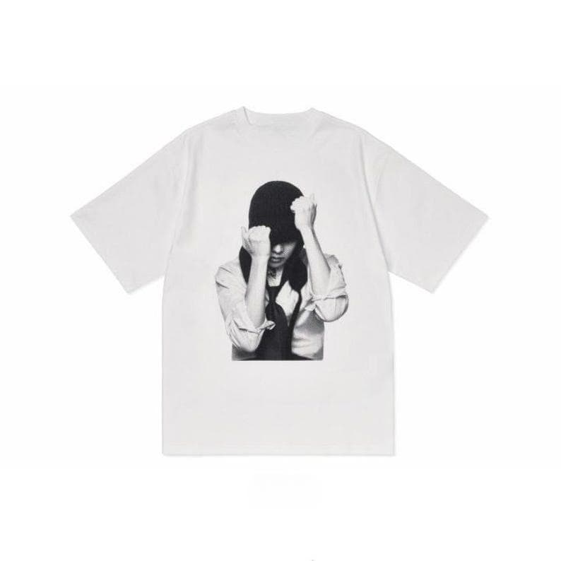 2026 BTS Summer Fashion Trendy Men Women Vintage Top Hip Hop Streetwear Oversized Tshirt Vintage Bangtan Shirt, Retro Black & White Aesthetic Shirts L beige