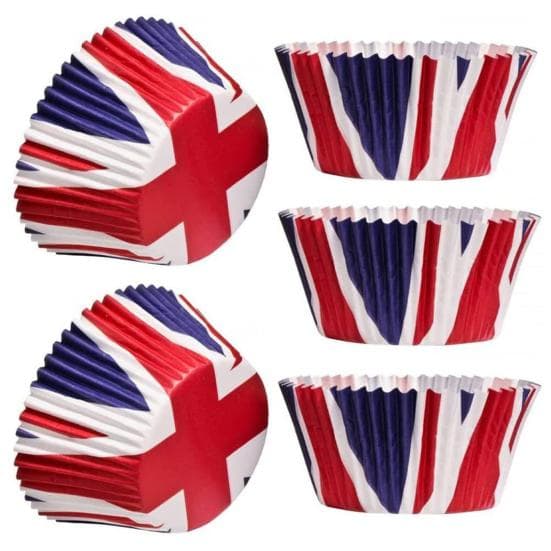 50/100/200Pcs Round Disposable Cake Cups Waterproof Oilproof Cake Packaging Silicone Paper UK Flag Pattern Dessert 100pcs