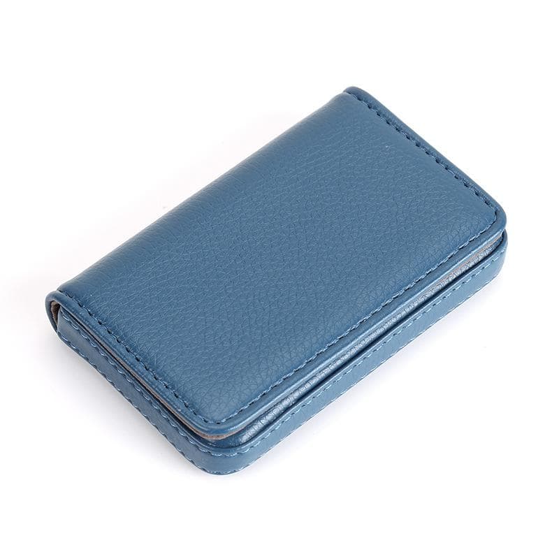 1pc Business Card Holder With Magnetic Buckle Slim Pocket Name Card Holder Large Capacity Portable Credit Card Case blue