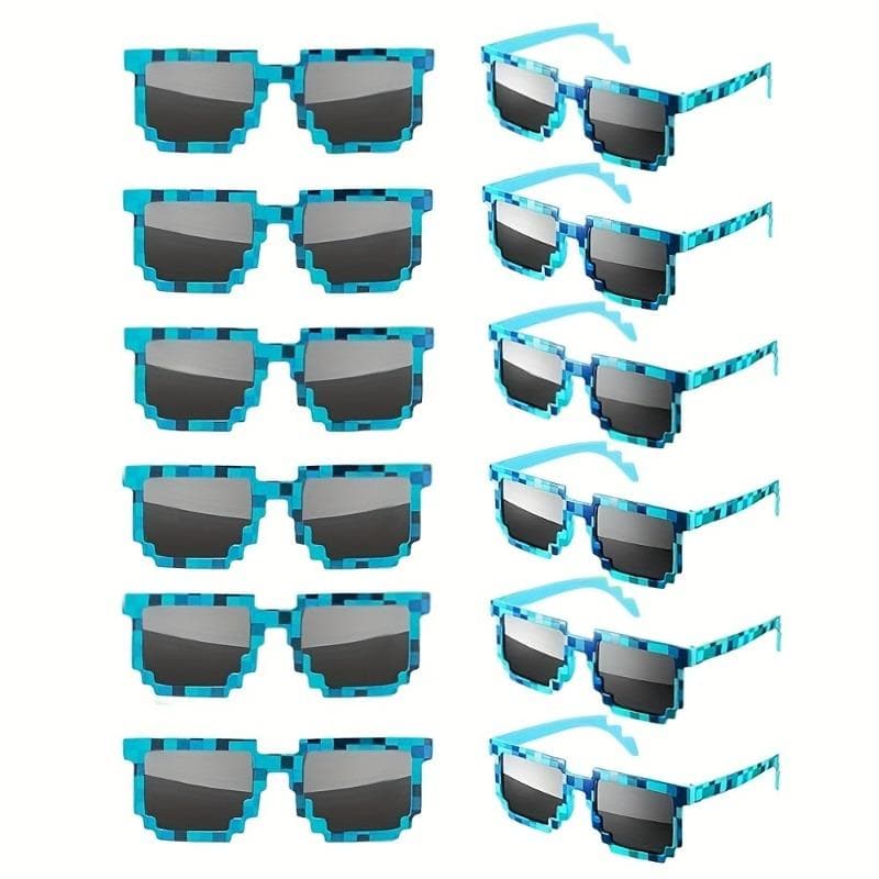12 Pack 80s Retro Pixel Glasses Video Game Party Gift Adult Plastic Glasses for Birthday Halloween Christmas