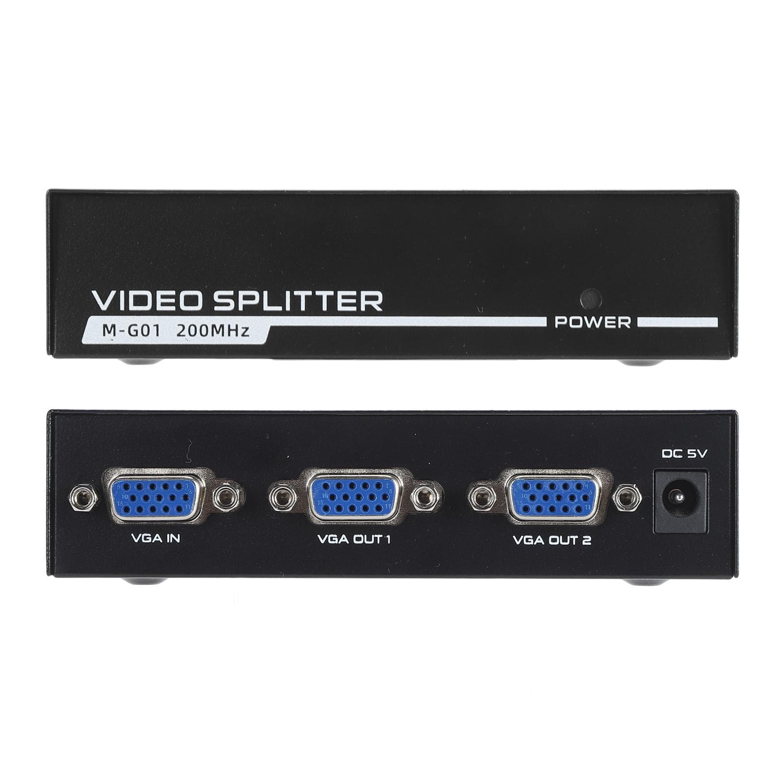 VGA Splitter 2 Port 1920X1440 200MHz 1 in 2 Out VGA Video Splitter for Screen Duplication