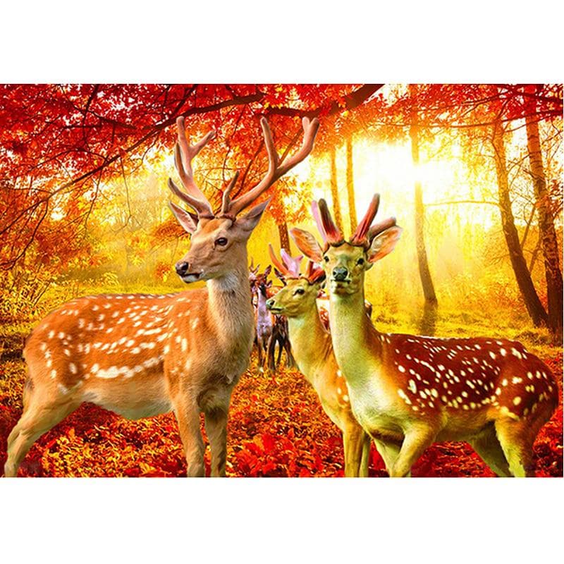 5D Diamond Painting DIY Diamond Embroidery Autumn Deer Rhinestones Embroidery Mosaic Gift Diamond 20X30CM