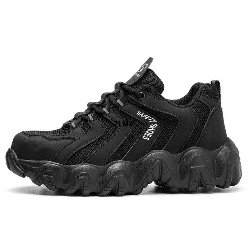 New Women Safety Shoes Steel Toe Sneaker Platform Work Shoes Lightweight Anti-puncture Anti-smash Safety Boots Woman Work Boots 34 black