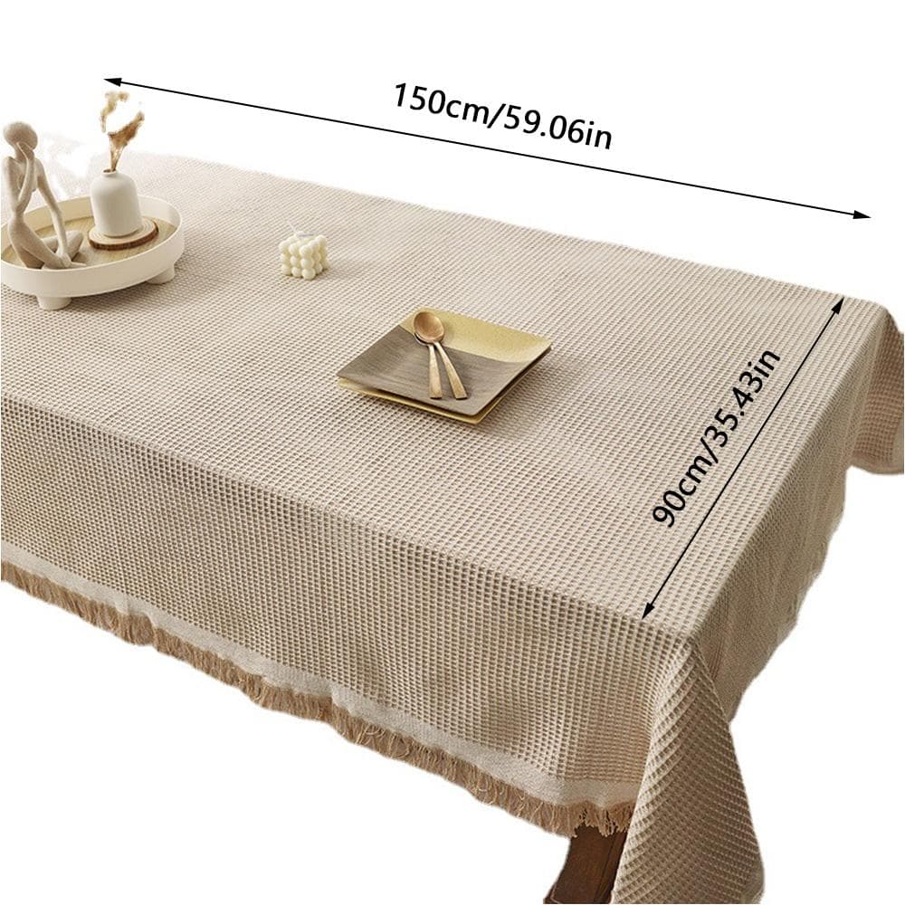 1 Pcs Ins Style, French, Cotton Linen, Japanese Solid Colour Lace Tablecloth, Coffee Tablecloth, High Feeling Long Tablecloth, Dining Tablecloth Pack of 1