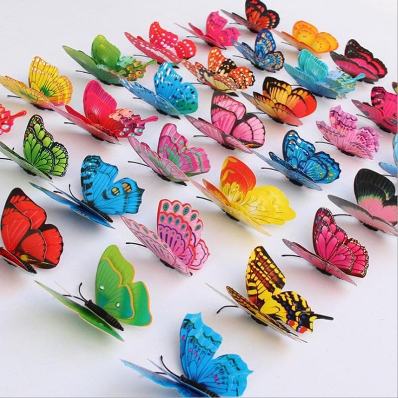 3D Multicolor Butterfly Wall Stickers for Creative Home Decor - Bedrooms & Living Rooms 8cm double-layer mixed