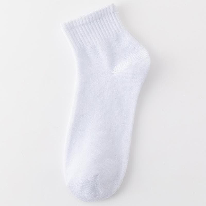 Men's Mid-tube Solid Color Socks Cotton Outdoor Casual Sports Socks for Men 1 pair white