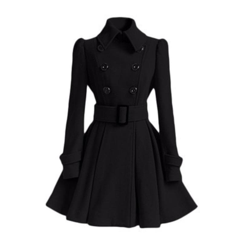 Coat Women's Style Slim Fit Long Women's Woolen Coat Belt Woolen Coat Women XL
