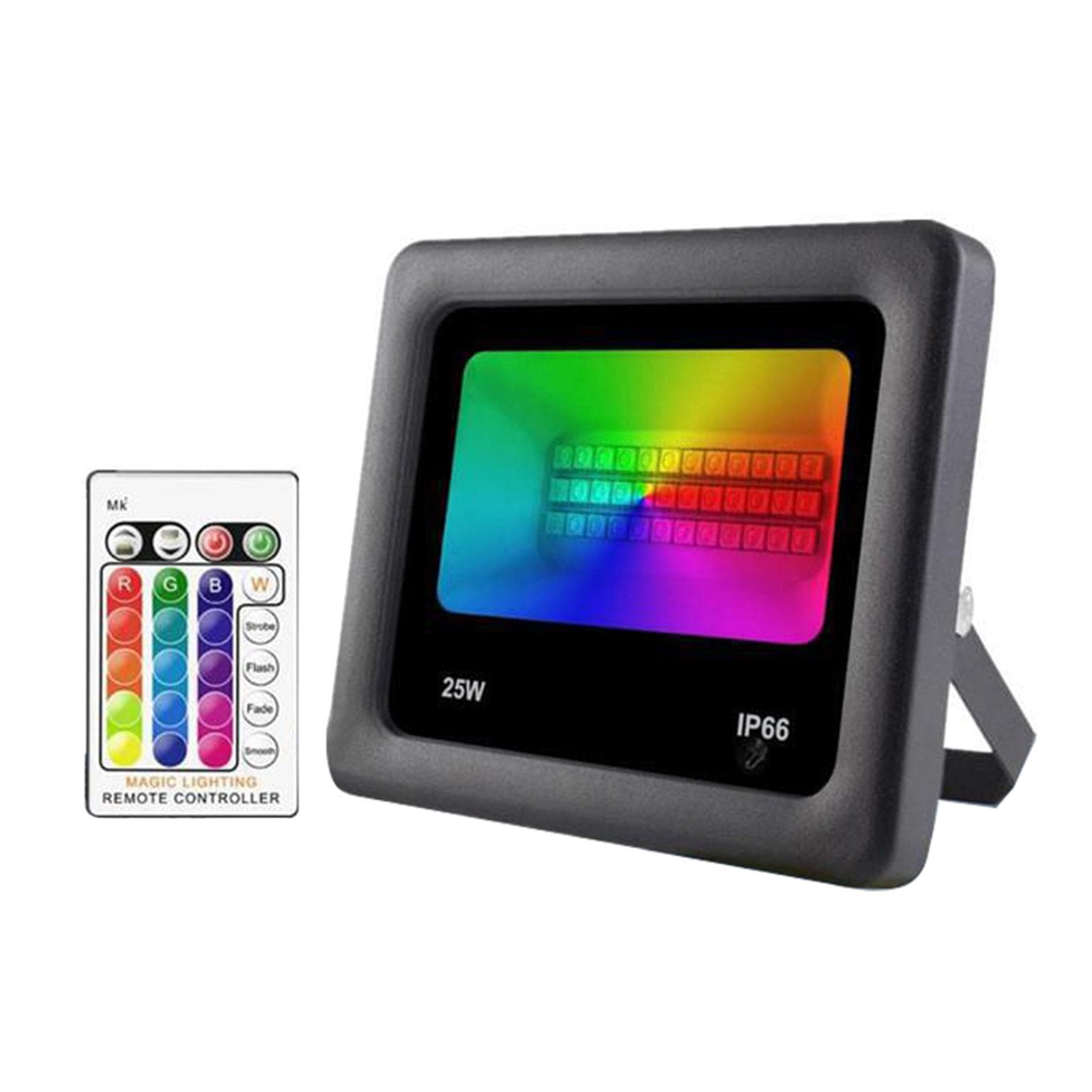 25W RGB Flood Light Outdoor Floodlight IP66 Waterproof with Remote Controller for Wedding Birthday UK Plug black