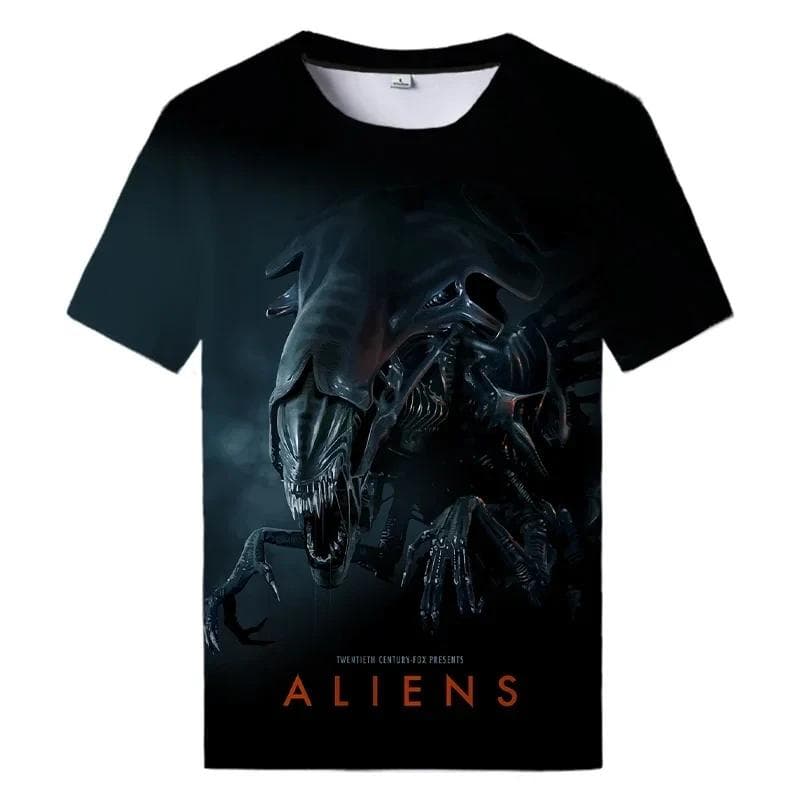 Summer New Alien Art 3D Print T-shirt For Men Clothing Daily Casual T-shirt Horror Alien Movie Graphic Harajuku Tops Tees Shirts 4XL
