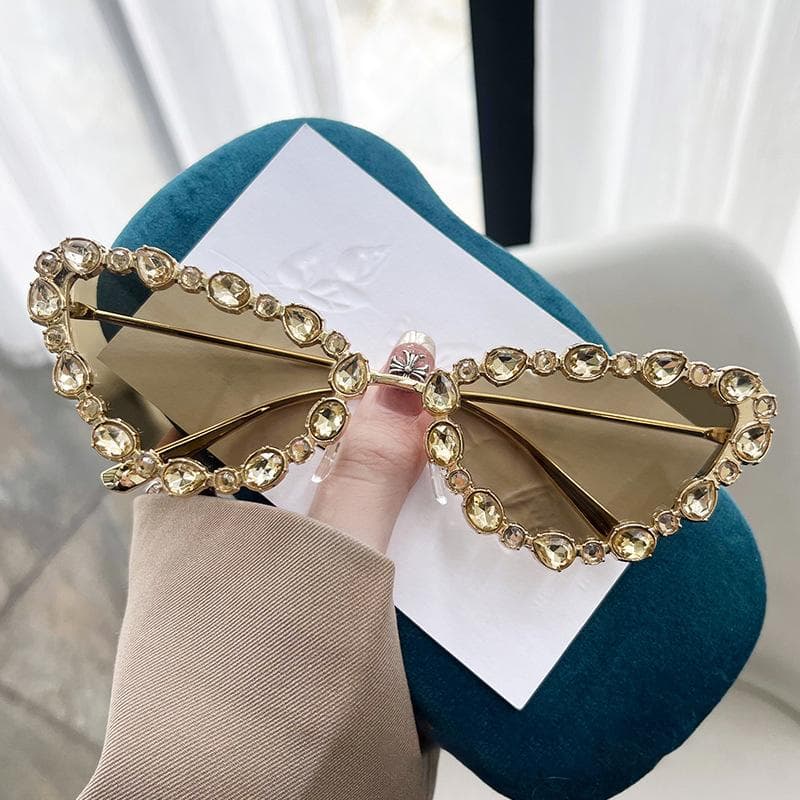 Women Luxury Diamond Sunglasses Cat Eye Sun Glasses Hip Hop Cool Eyewear INS Style Outdoor Activities Driving Goggles New