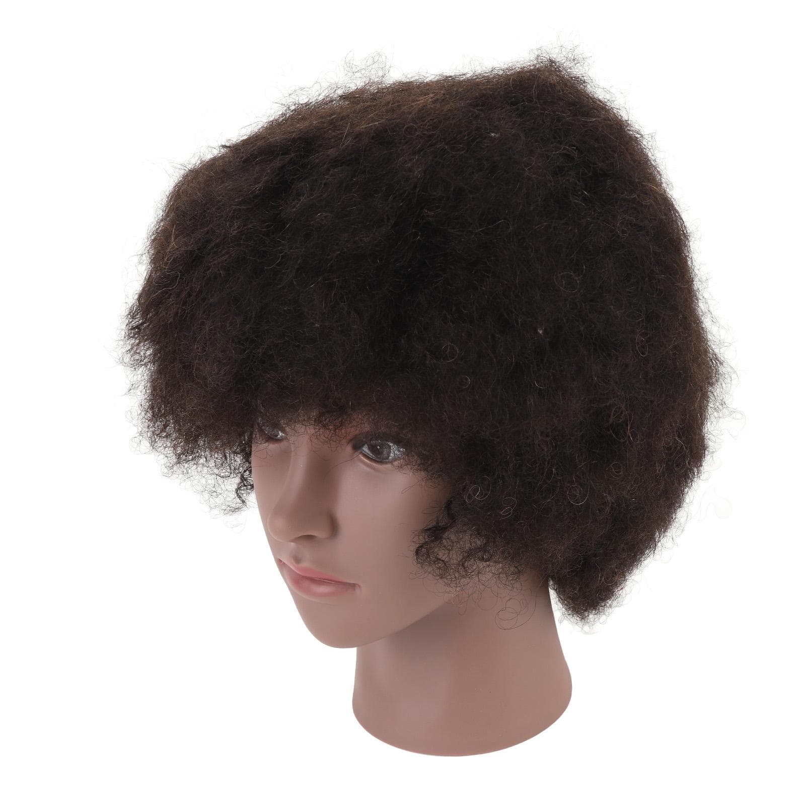 Afro Mannequin Head Human Hair Black Skin Resin PVC Realistic African Curly Cosmetology Mannequin