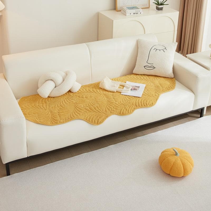 Thicken Cotton Linen Sofa Cushion for Living Room Irregular Shape Non-slip Couch Cover Corner Banana Leaf Jacquard Sofa Cover 70x70cm 1pcs