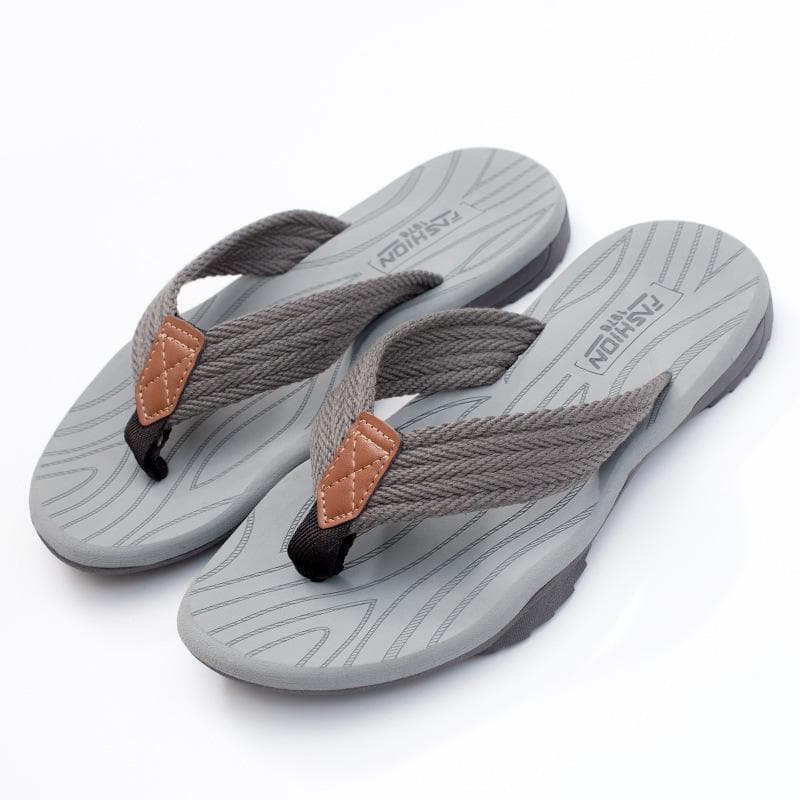 Men's Denim Flip Flops Summer Beach Sandals Thick Sole Rubber Slippers Casual Shoes 39-40 grey