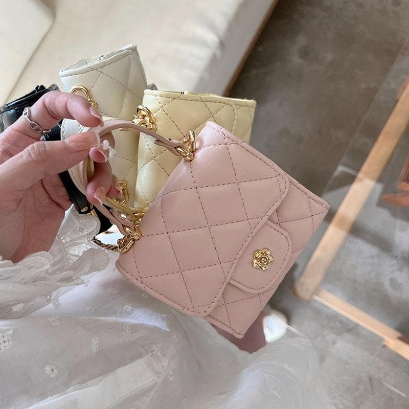 Summer Mini Bag Ladies Carrying Small Square Bag Female Niche Diamond Chain Crossbody Bag pink