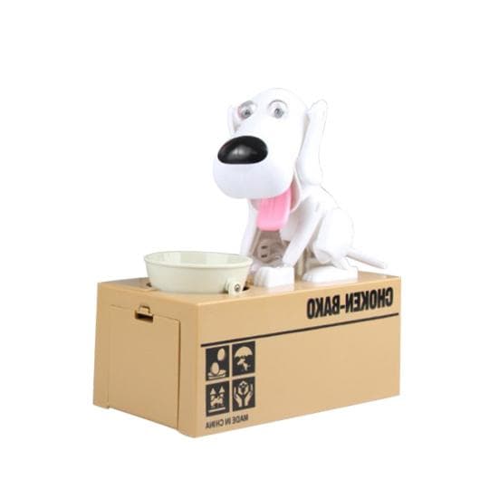 Robotic Dog Money Saving Box Automatic Coin Piggy Bank Moneybox Kids Toy Gift white