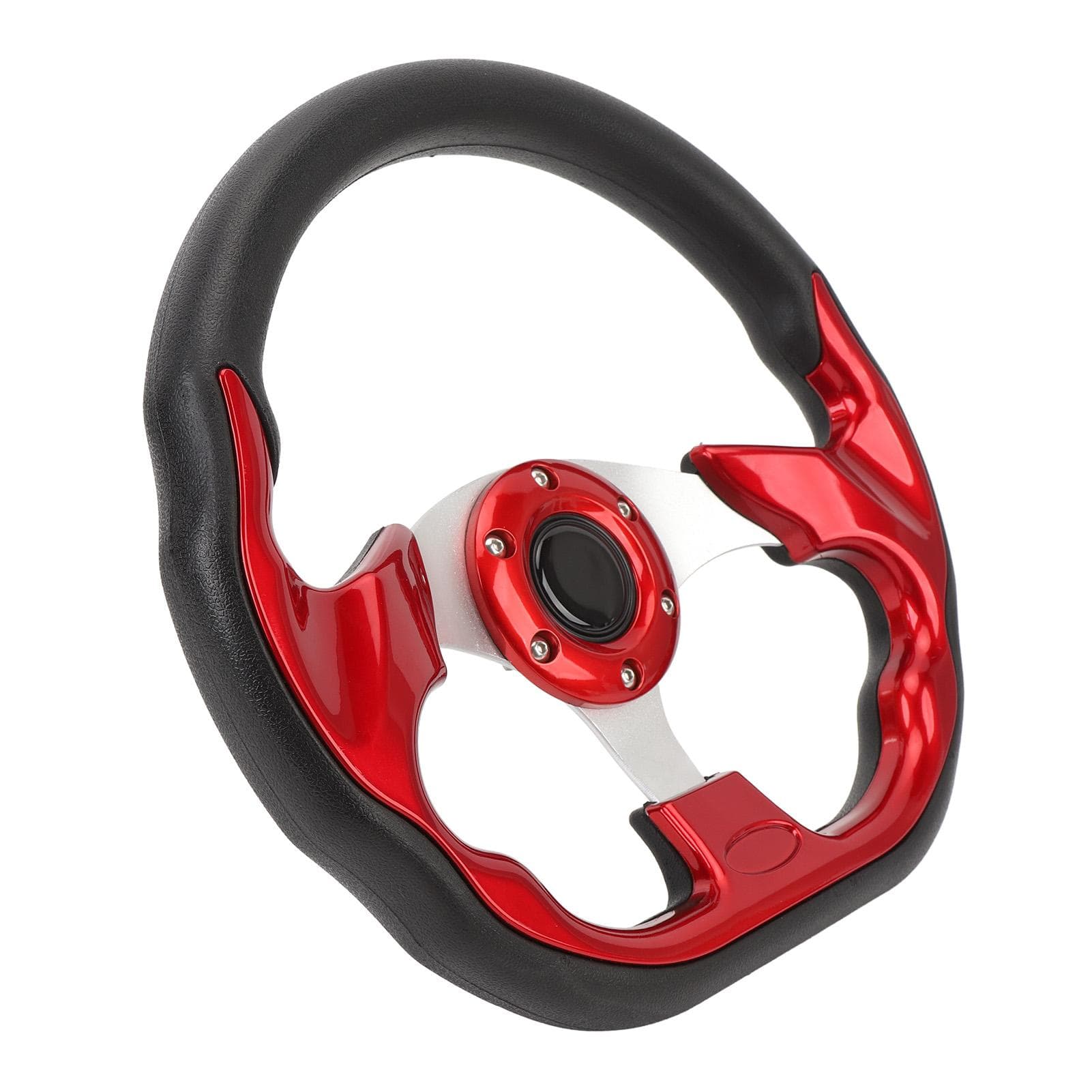 Car Steering Wheel 13in PU Stylish Look Impact Proof Enhanced Grip Easy Installation Racing red