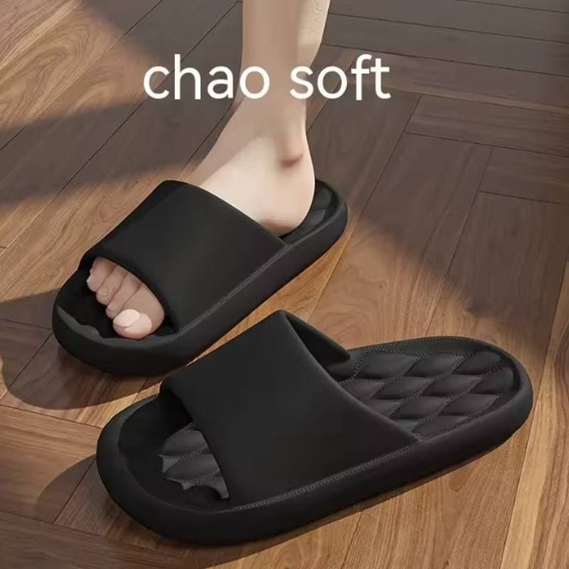 Ladies' Men's Slippers Cloud Thick Sole, Summer EVA Soft Slip-On Sandals for Indoor Bathroom Beach, Non-Slip Unisex Casual Shoes 36-37 black
