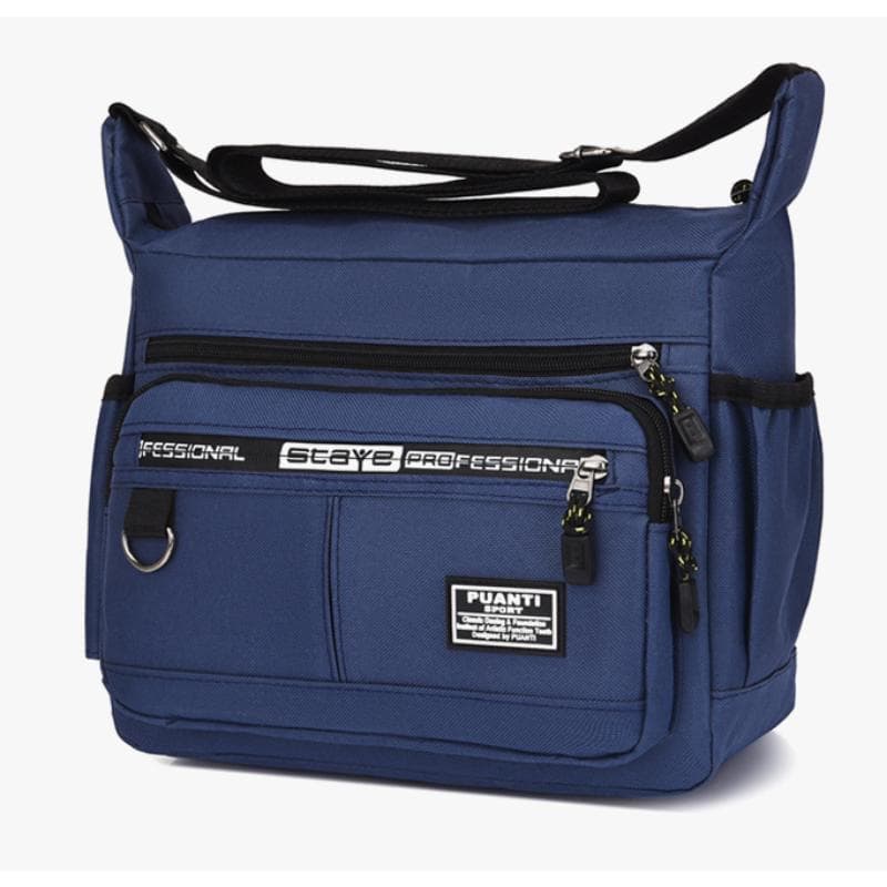Men's Shoulder Bag Oxford Cloth Casual Travel Crossbody Bag Large Capacity Middle-aged Small Square Bag Tool Bag blue