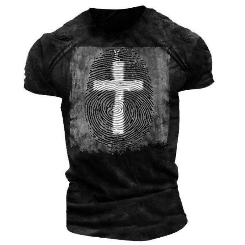 Summer Men's Classic Retro 3D Printed T-shirt Comfortable European and American Tough Guy Wind Speed Dry O-neck Loose Top Shirt S