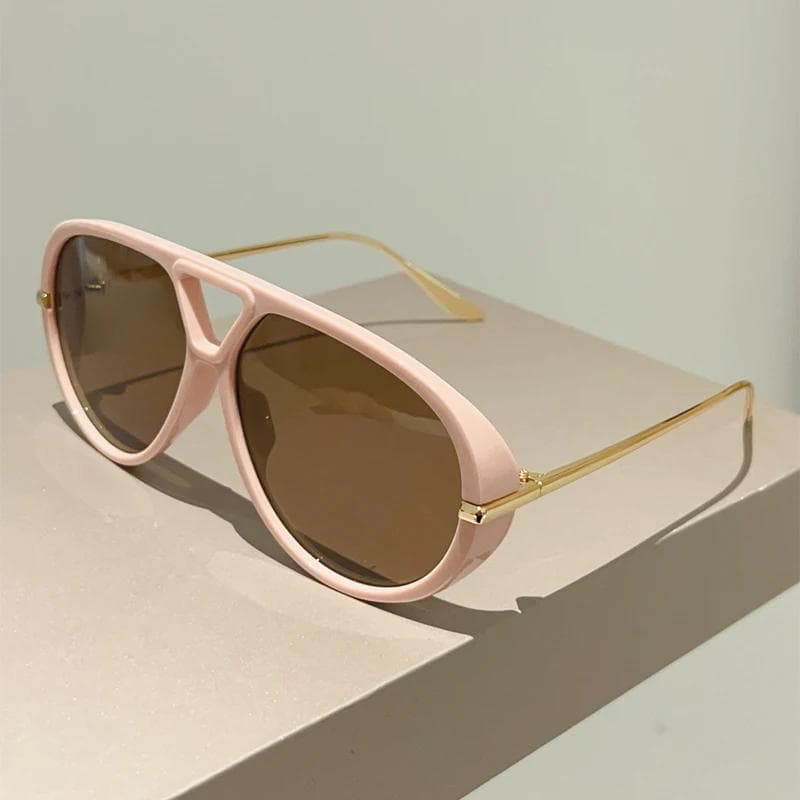 Oversized Pilot Sunglasses Vintage Double Bridge Sun Glasses Women Trendy Luxury Brand Design Outdoor Shades 1PC