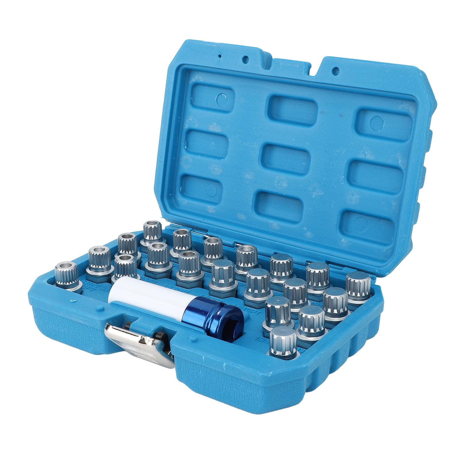21pcs Wheel Lock Lug Nut Remover Tool Kit With 12in Drive Adapter Steel Chrome Plated 36 1 300 for