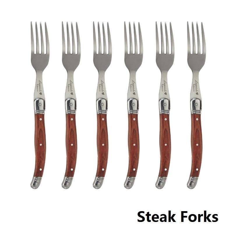 4-24pcs Laguiole Steak Knives Dinner Forks Table Spoon Mini Coffee Teaspoon Wood Handle Cutlery Restaurant Bar Wooden Tableware