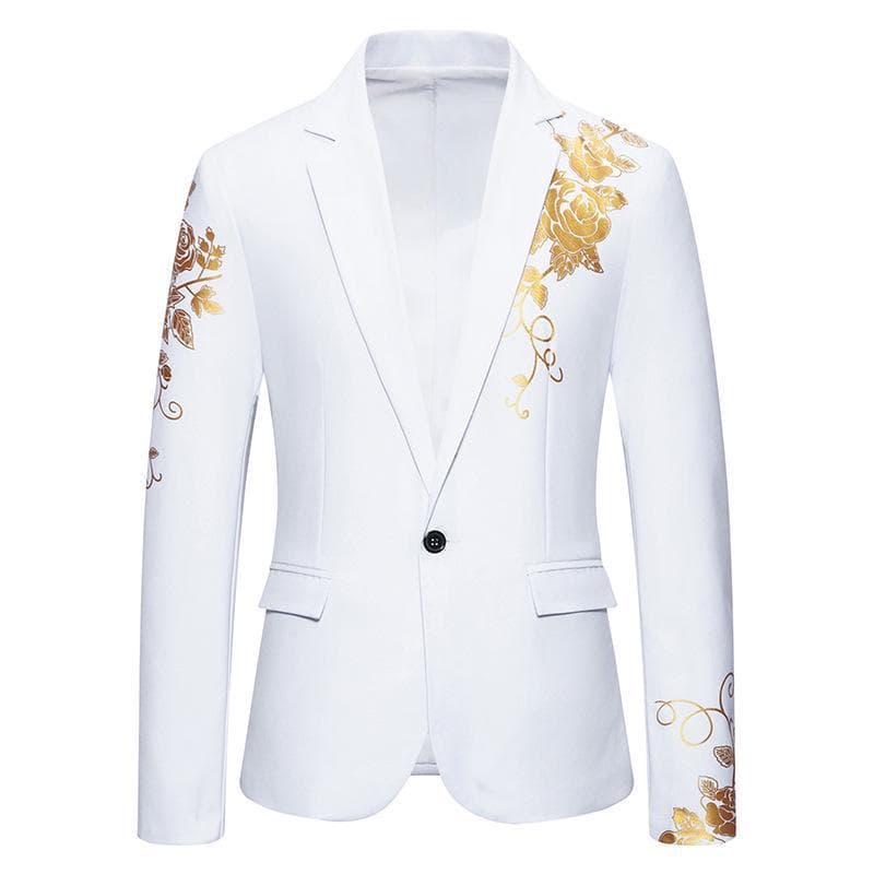 2024 Spring/Summer Men's Gold-Stamped Casual Suit Jacket - European Size L white