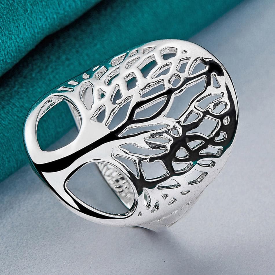 URMYLADY 925 Sterling Silver Tree Of Life 6-10 Ring For Women Wedding Party Fashion Charm Jewelry 10