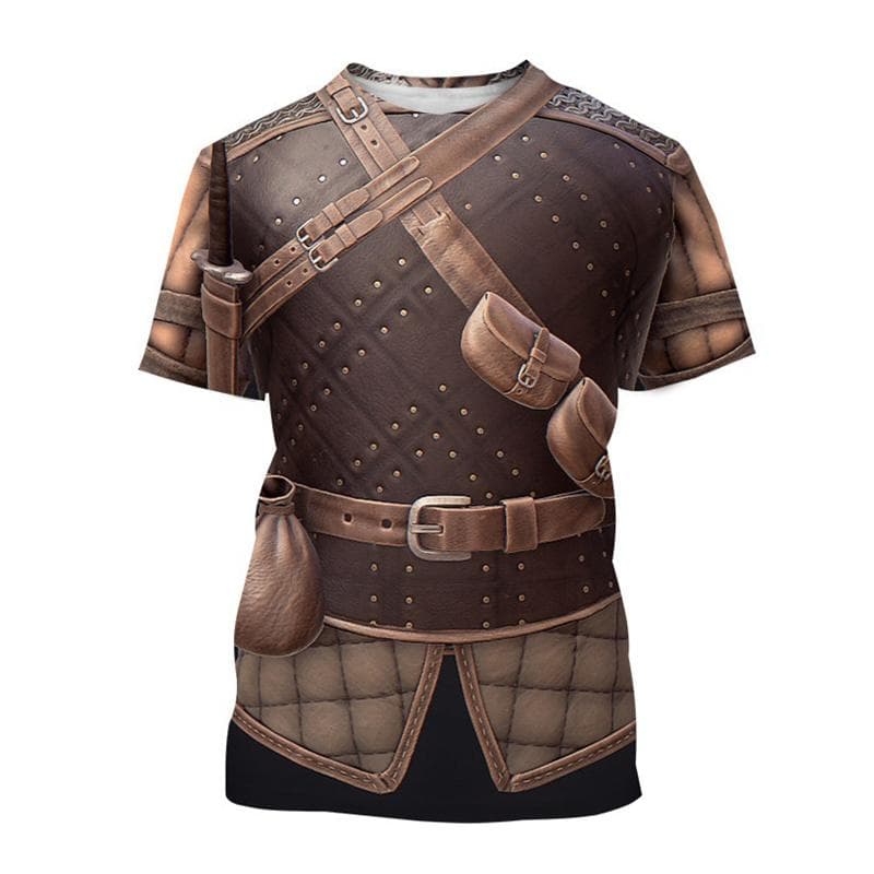 Retro 3D Printing Medieval Warrior Armor T-shirt Men Fashion Cool T Shirts Summer Street Oversized Short Sleeves Cosplay Tees 6XL