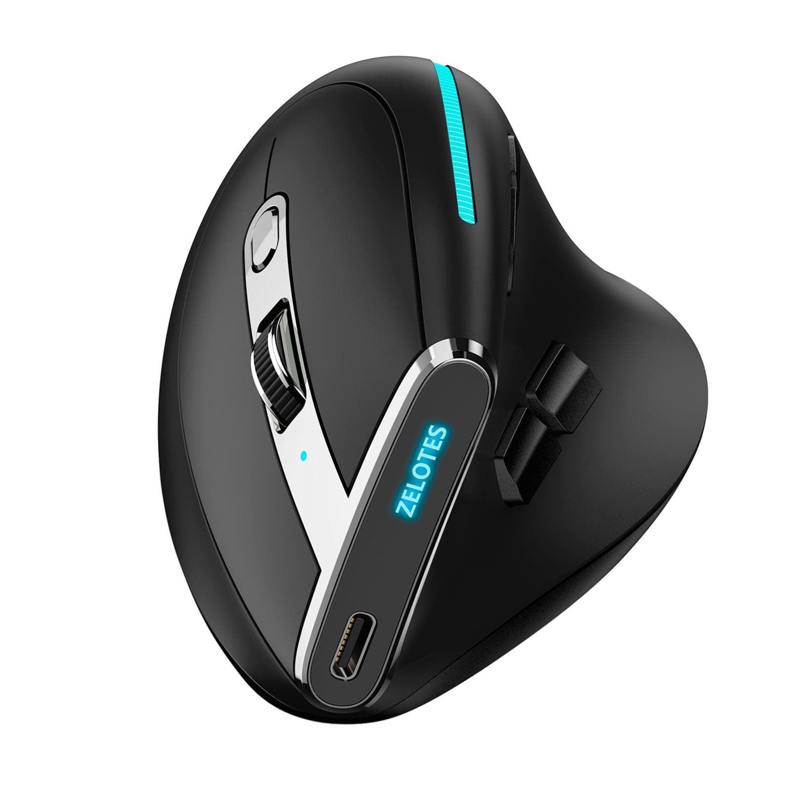 ZELOTES F-36 Wireless vertical 2.4G Bluetooth mouse full color light 8 key programming five DPI black