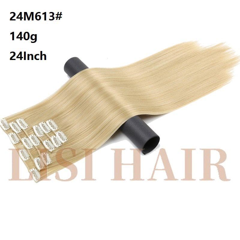 Hair Extension Synthetic Straight Hair Clips For Women Pure Color 150g High Temperature Fiber