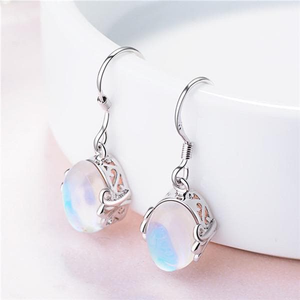 Fashion Mystic Moonstone Dangle Earrings Filled Rainbow Birthstone Drop Earrings for Women