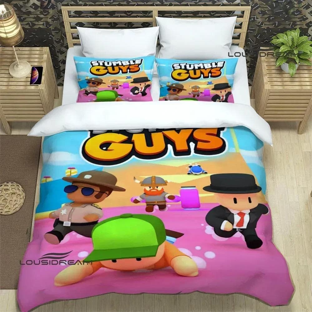 3D Game Cartoon Stumble-guys Bedding Sets Exquisite Bed Supplies Set Duvet Cover Comforter Set Bed 70x133cm 2pcs