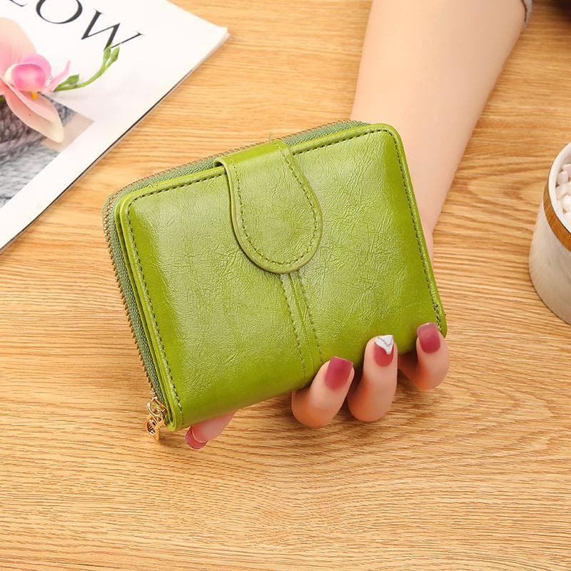 Women Wallet Woman Short Card Holder Leather Female Coin Purse Vintage Women Luxury Small Wallet green
