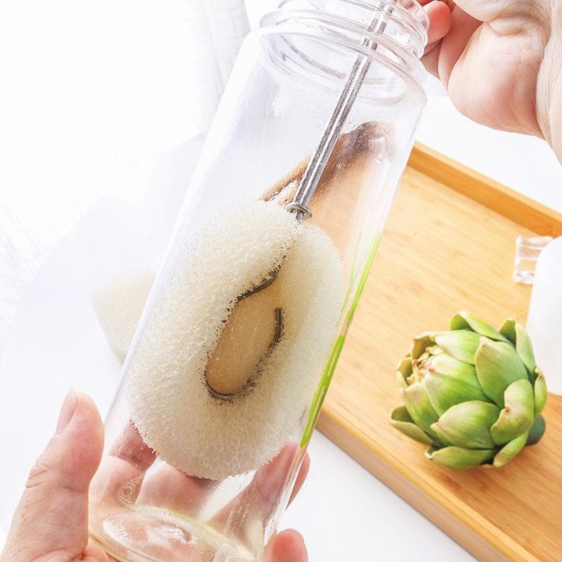 Long handle cup cleaning brush stainless steel handle sponge cup brush utensil stain removal cup Cup brush 24.5cm