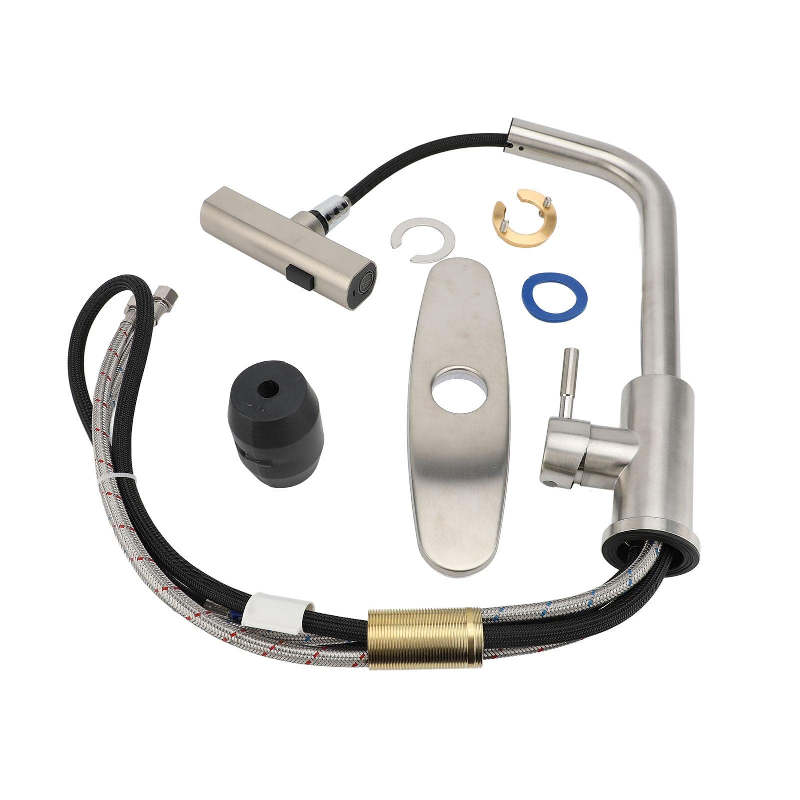 Kitchen Sink Faucet 304 Stainless Steel 3 Modes with Sprayer Hot Cold Water Adjustable Splash Proof