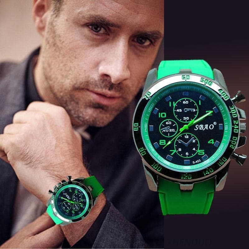 Sports Silicone Watch Luxury Analog Quartz Modern Men Fashion Wrist Watch green