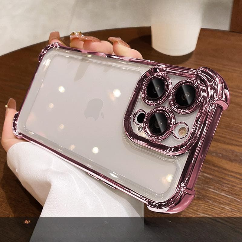 Applicable To 15promax IPhone Case IPhone 14 Electroplated Four Corner Airbag Anti-fall 13 Folding Invisible Bracket iPhone 8 Plus/ 7 Plus
