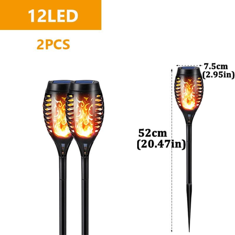 96 LED outdoor solar light garden light channel light waterproof terrace flashing dance torch flame light courtyard Christmas decoration 2PC 12LED