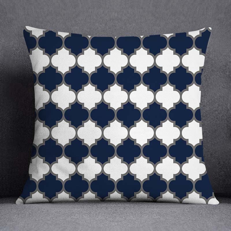Blue Gray Geometric Pattern Decorative Pillowcase Cushion Cover Pillowcase Sofa Home Decor 60X60CM