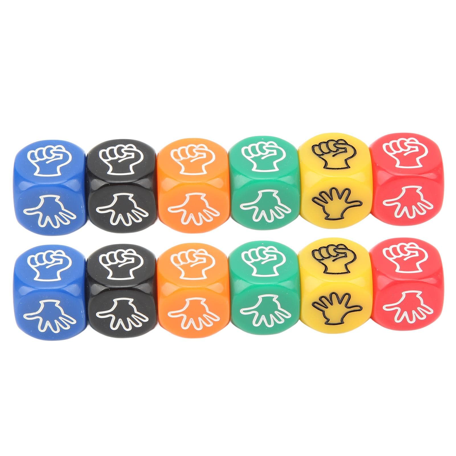 12Pcs Finger Guessing Game Dice 6 Sided 6 Colors 20mm Rock Paper Scissors Game Dice for Adults Kids