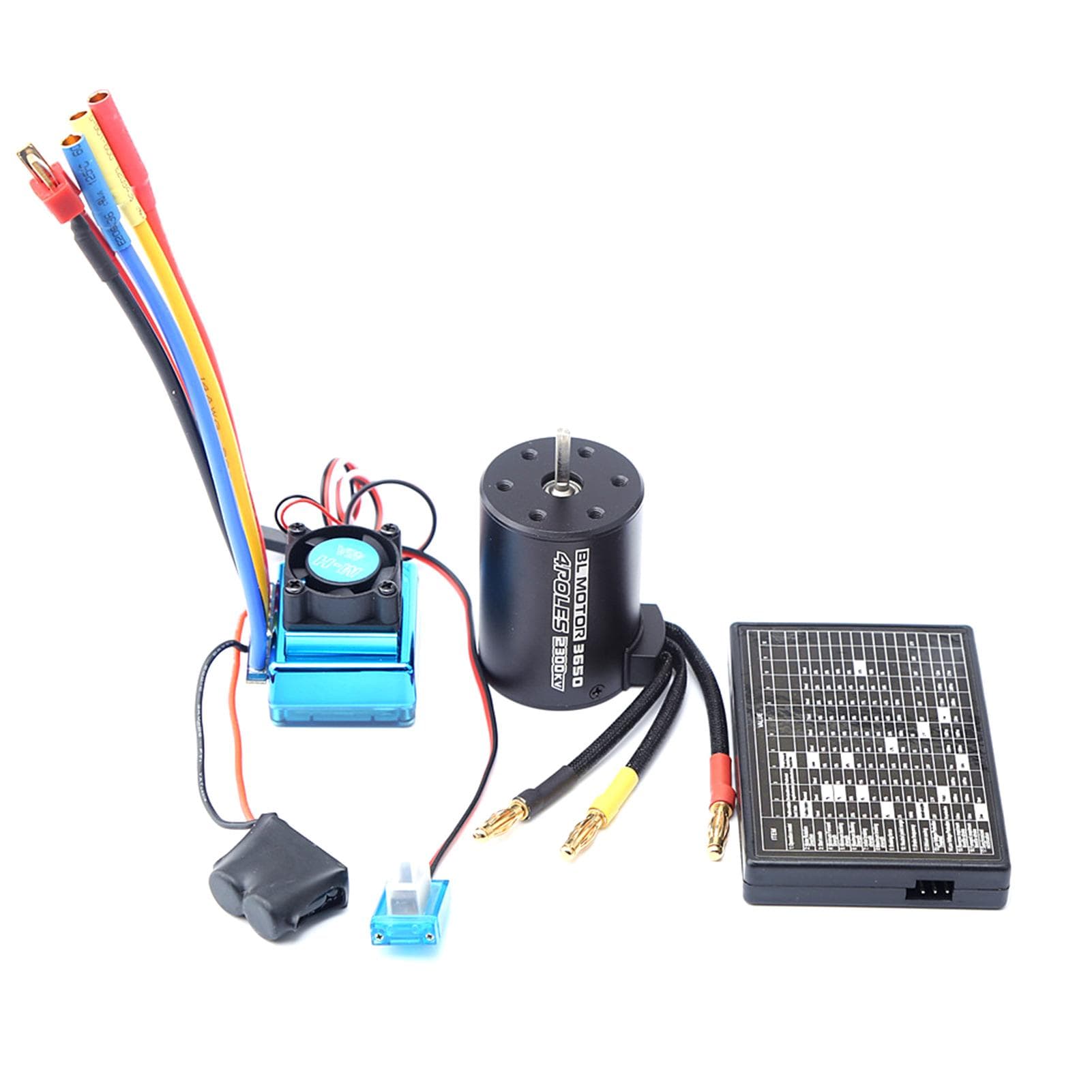 3650 Brushless Motor 2300KV Waterproof Motor ESC Programming Card for 1/8 1/10 Remote Control 80A ESC black