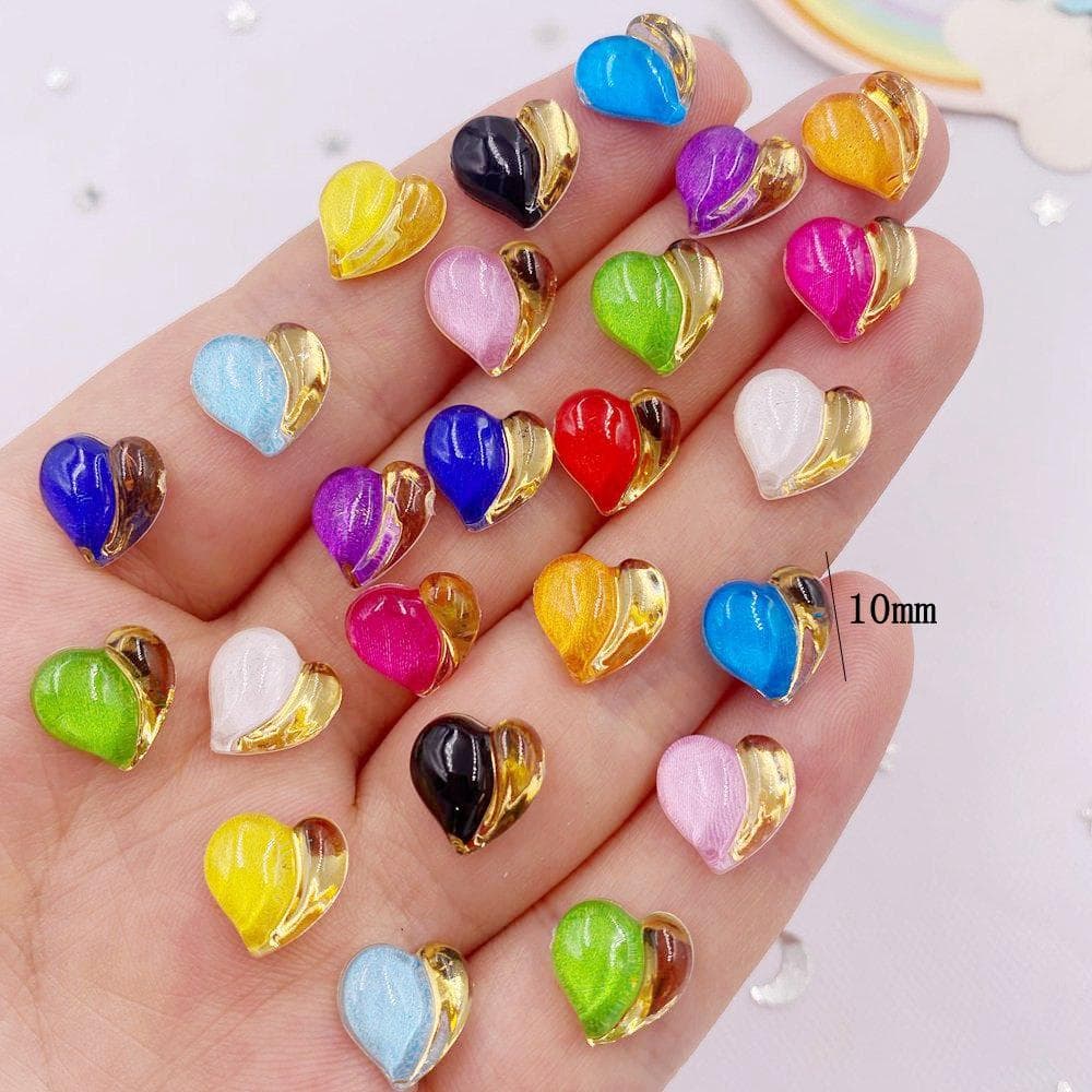 50pcs Resin Cute Colorful 10mm Phnom Penh Love Heart Crystal Gem Flatback Rhinestone Applique DIY Wedding Scrapbook Nails Craft 10mm