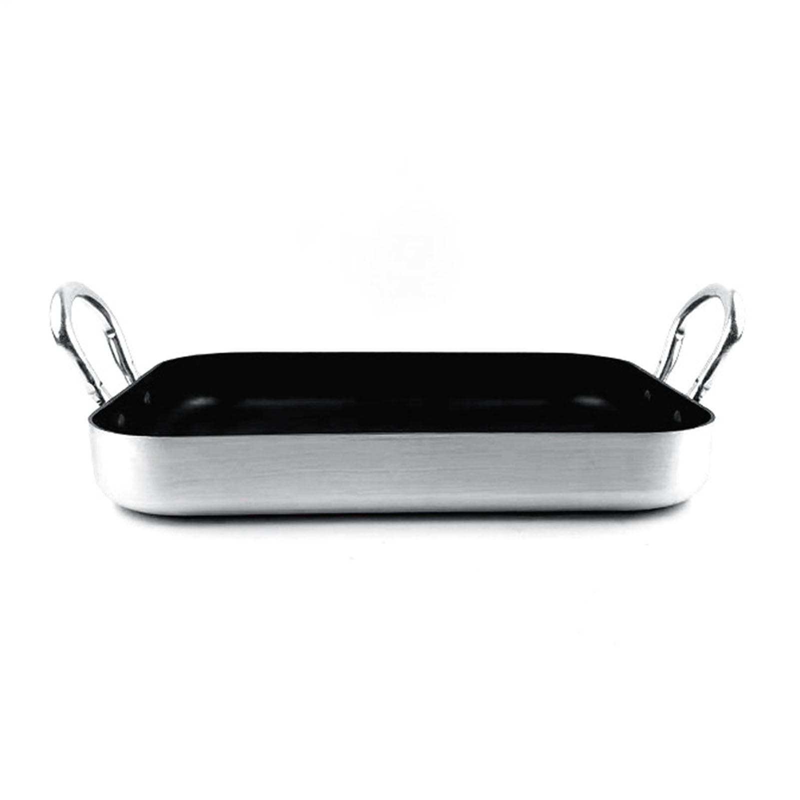 Rectangle Frying Pan Nonstick Aluminum Alloy Multifunction Flat Single Bottom Fry Pan with Handles 36x27cm / 14.2x10.6in