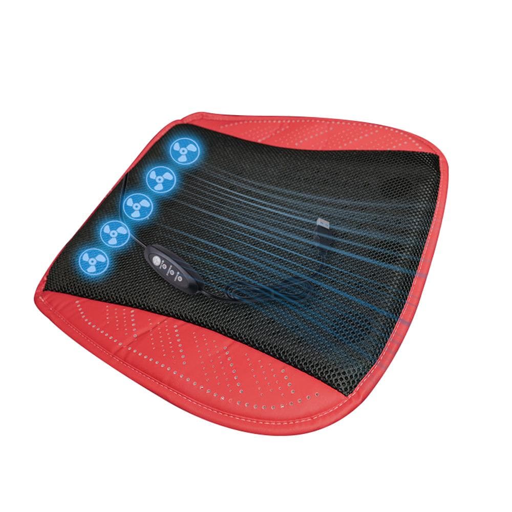 Car Seat Fan Cushion for Summer Driving Cooling Car Seat Cover with 5 Fans & 3 Adjustable Speed red