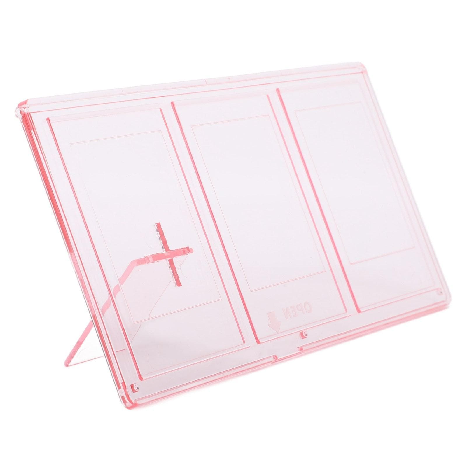 Photo Frame 3 Openings Clear PC Display 3in 4x3 Picture with Stand Triple Picture Frame for Instant pink