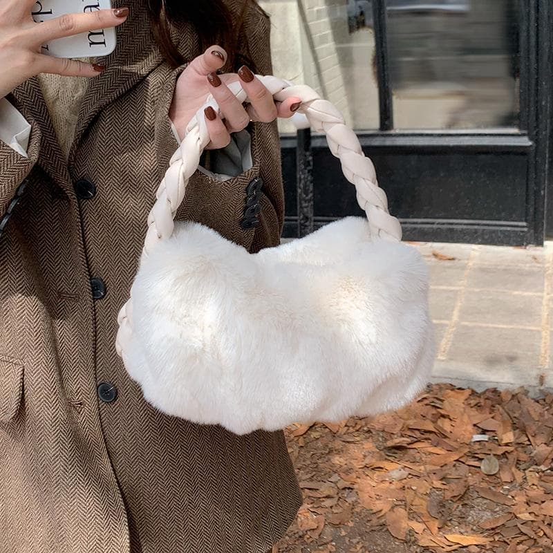 Cloud-shaped Hand-held Handbag, A Niche Design Handbag for Spring, Is Versatile for Women 23*14*8cm white