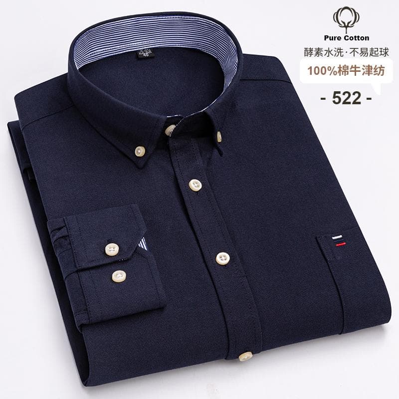 100% Cotton Oxford Men's Shirts Long Sleeves Plaid Soft Regular Fit Formal Dress Shirt Pocket Social Blouse Male Clothes S-7XL S